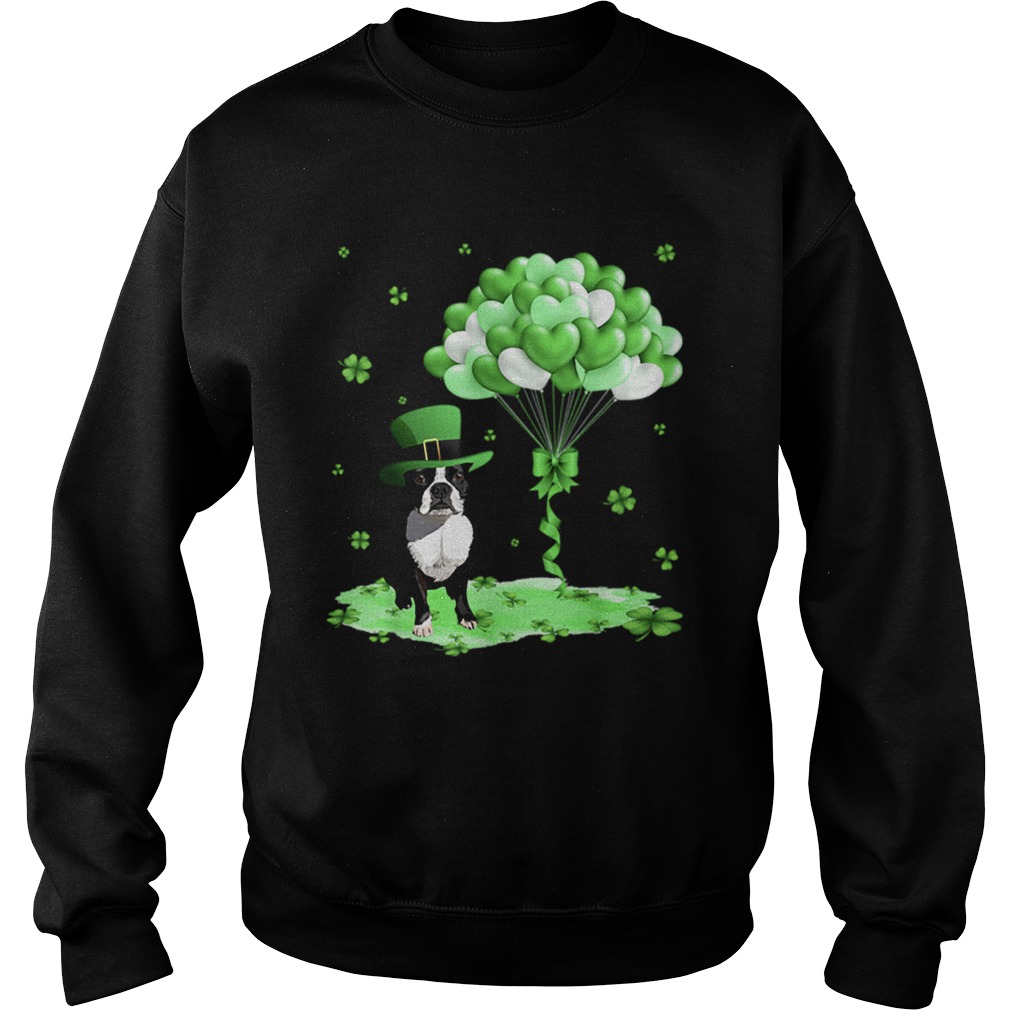 Boston Terrier Leprechaun Hat Shamrocks St Patricks Day Sweatshirt