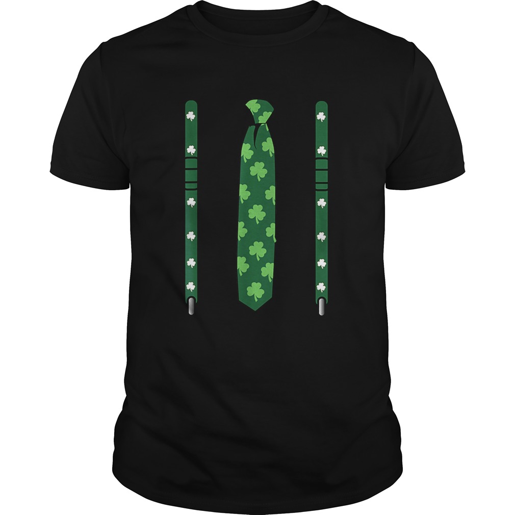 Boys ThreeLeaf Clover TieSuspenders St Patricks Day shirt