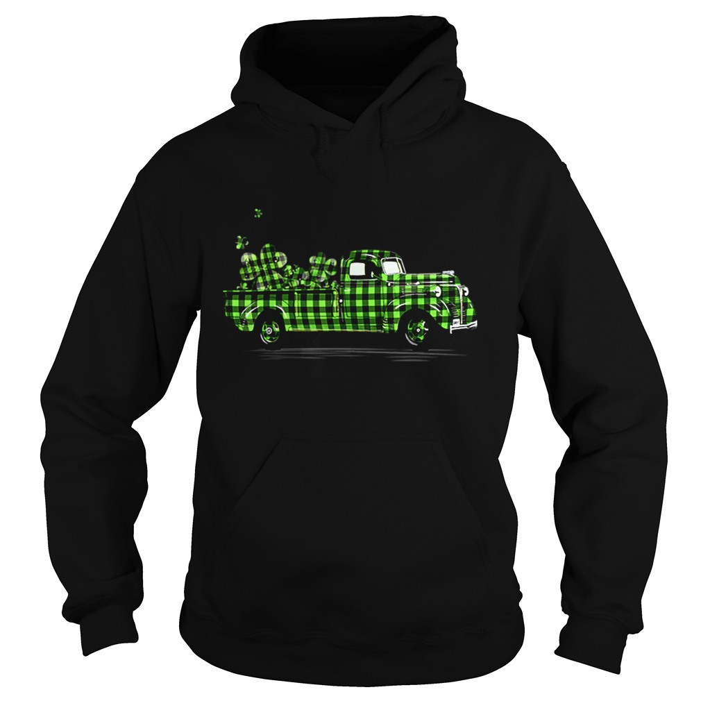 Buffalo Plaid Shamrock Pickup Truck Cute St Patricks Day Hoodie