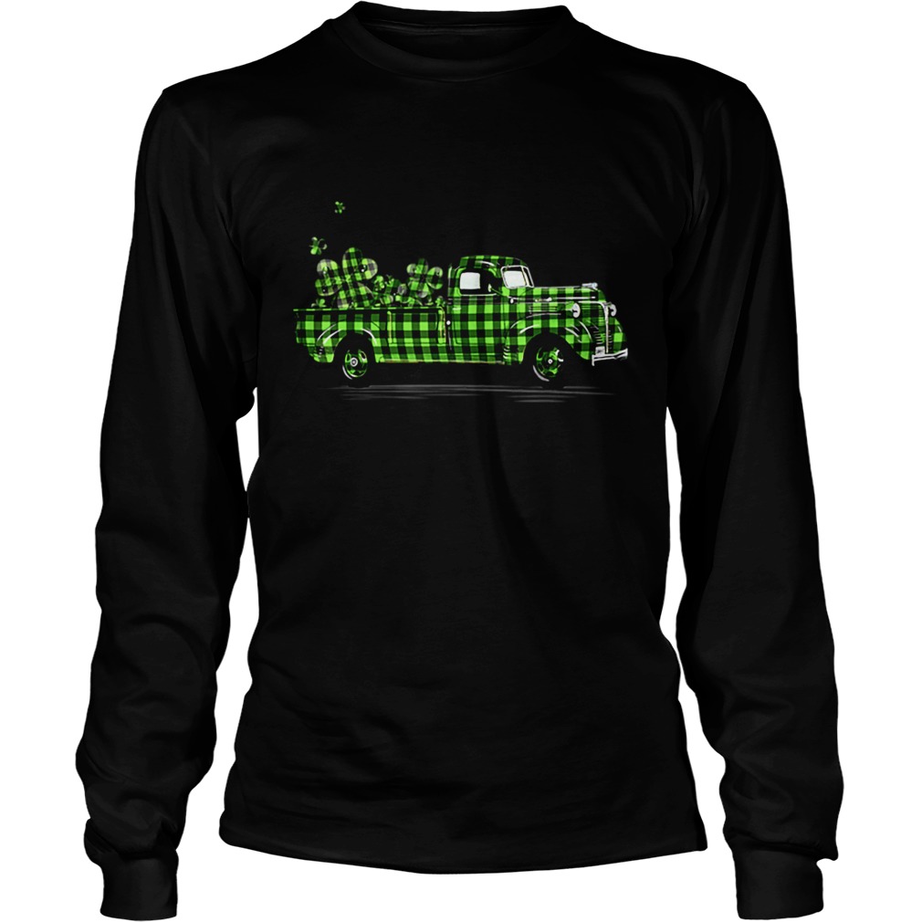 Buffalo Plaid Shamrock Pickup Truck Cute St Patricks Day LongSleeve