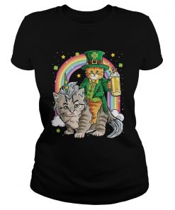 Cat Unicorn Leprechaun Riding Caticorn St Patricks Day Rainbow  Classic Ladies