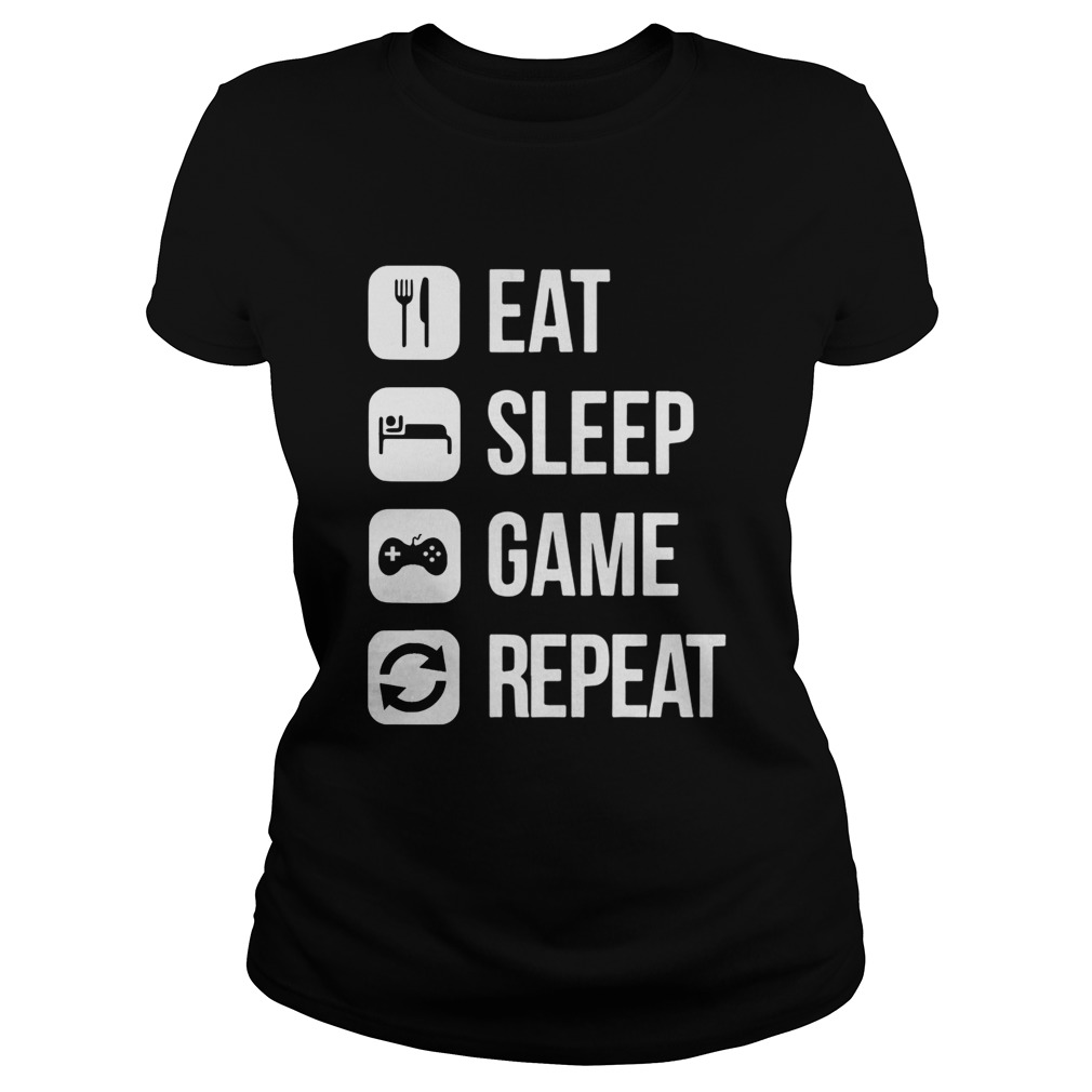 Eat Sleep Game Repeat Damen T-ShirtGamingComputer SpielZockenPC 