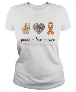 Peace Love Cure Ribbon Multiple Sclerosis Awareness  Classic Ladies