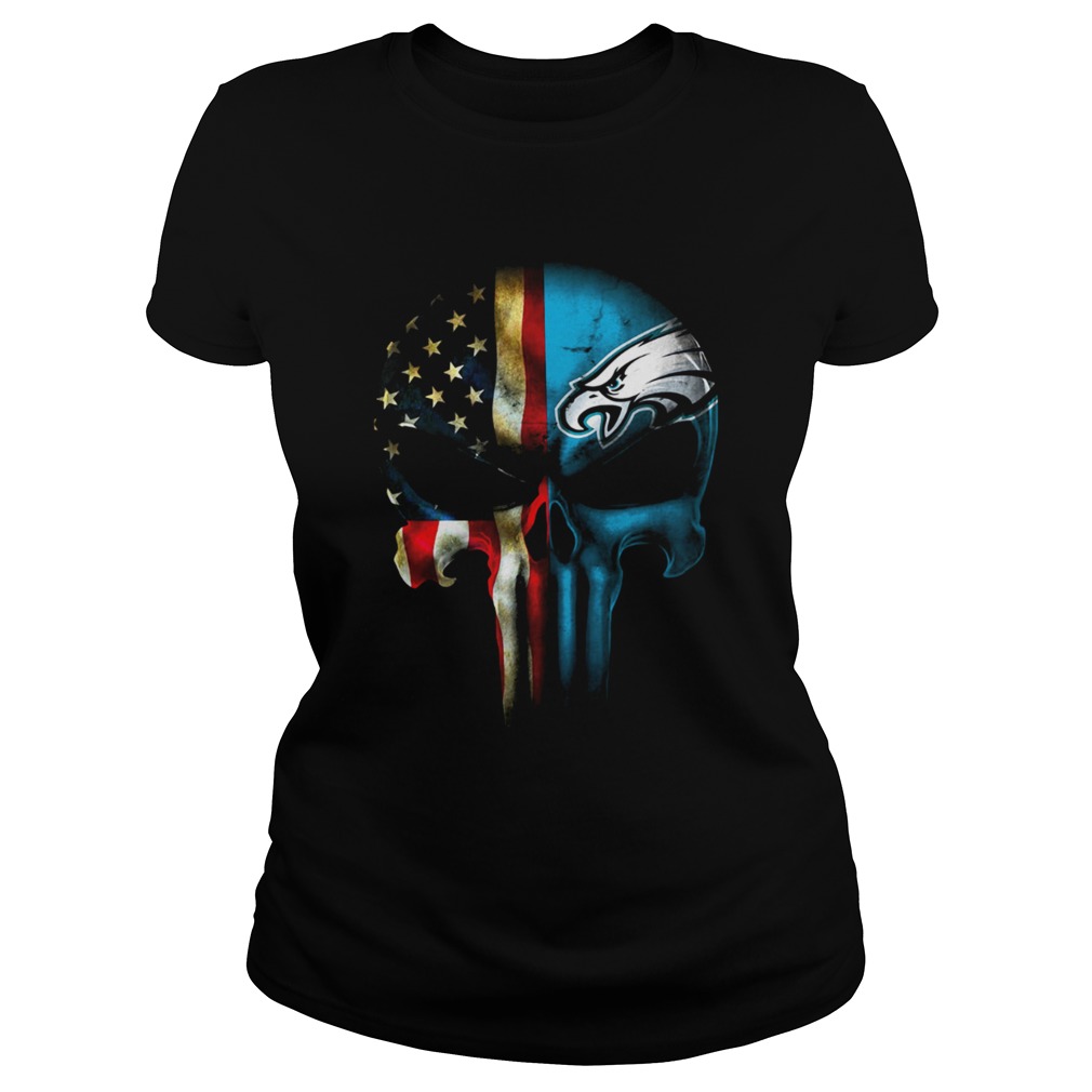 Philadelphia Eagles American flag punisher Skull Classic Ladies