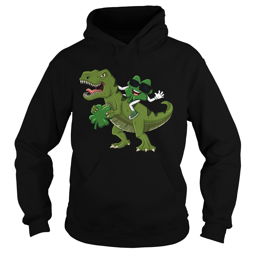 Shamrock Riding TRex ST Patricks Day Hoodie