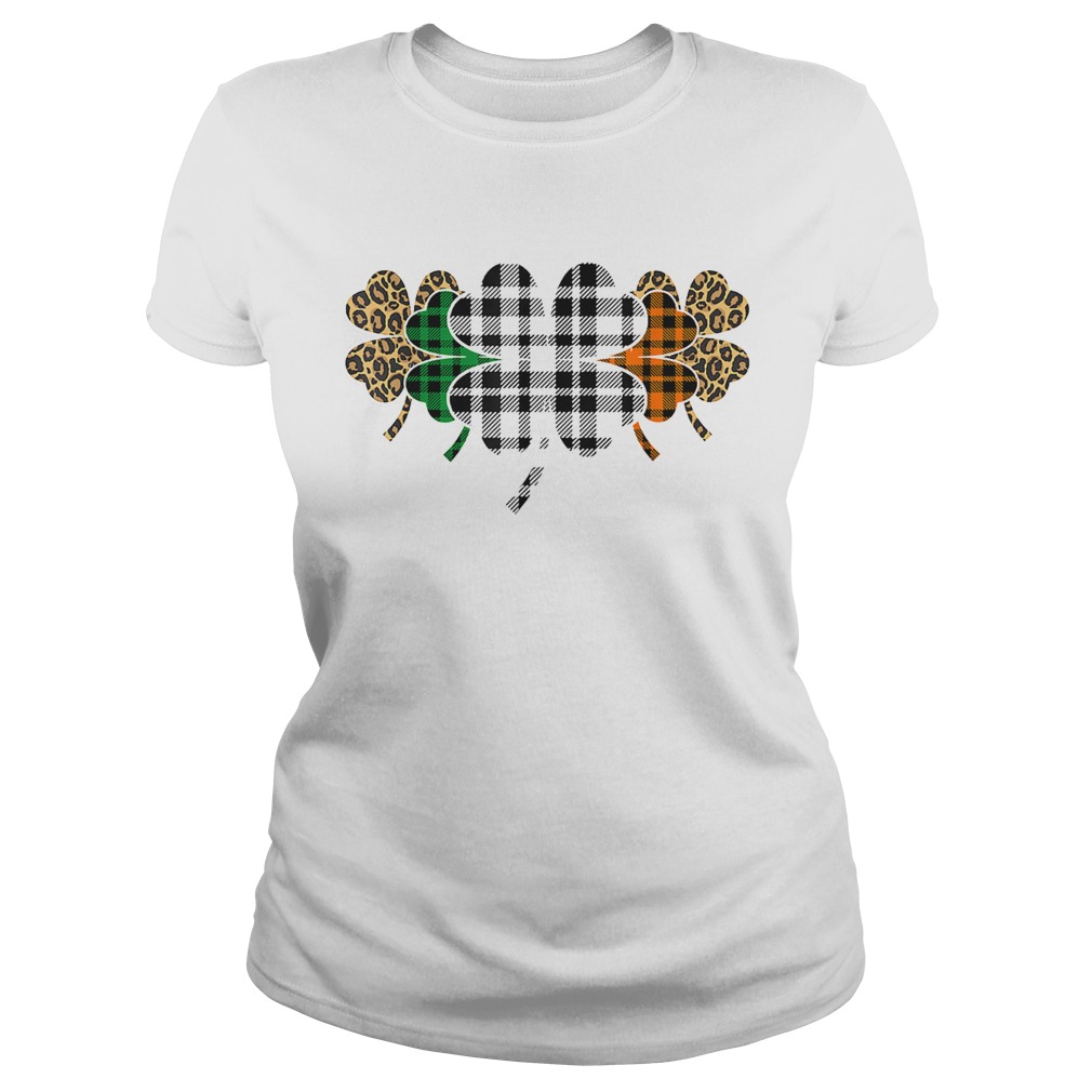 St Patricks Day Buffalo Plaid Leopard Shamrock Funny Irish Classic Ladies