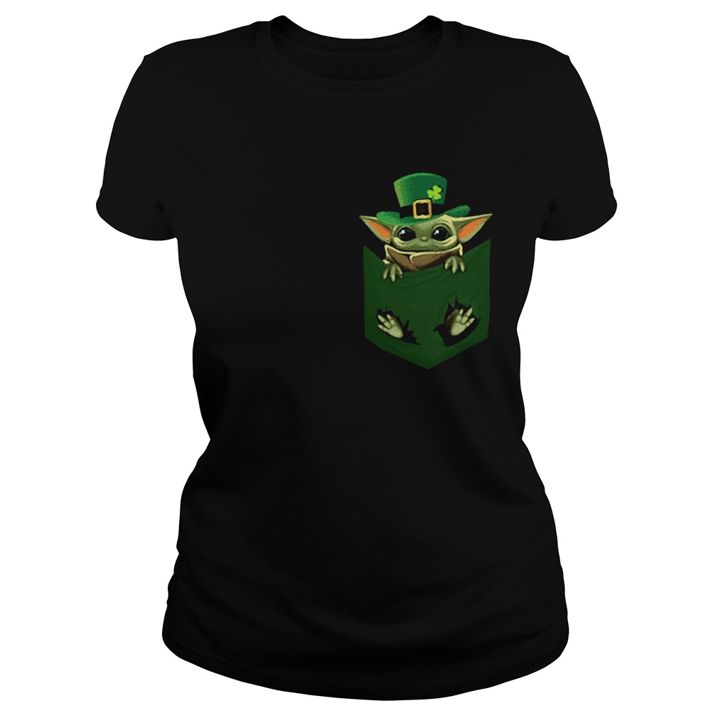 St Patricks Day Irish Baby Yoda In Pocket Classic Ladies