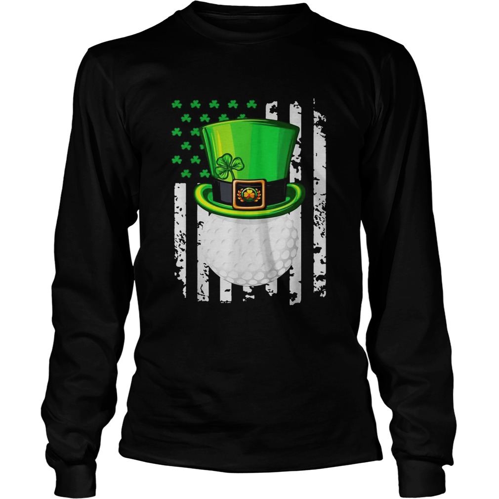 St Patricks Day Leprechaun golf and American flag LongSleeve