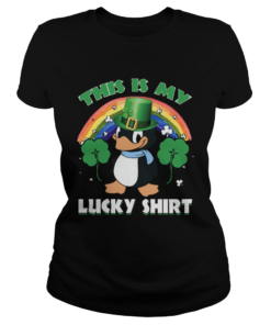 This Is My Lucky Shirt Cute Penguin St Patricks Day  Classic Ladies
