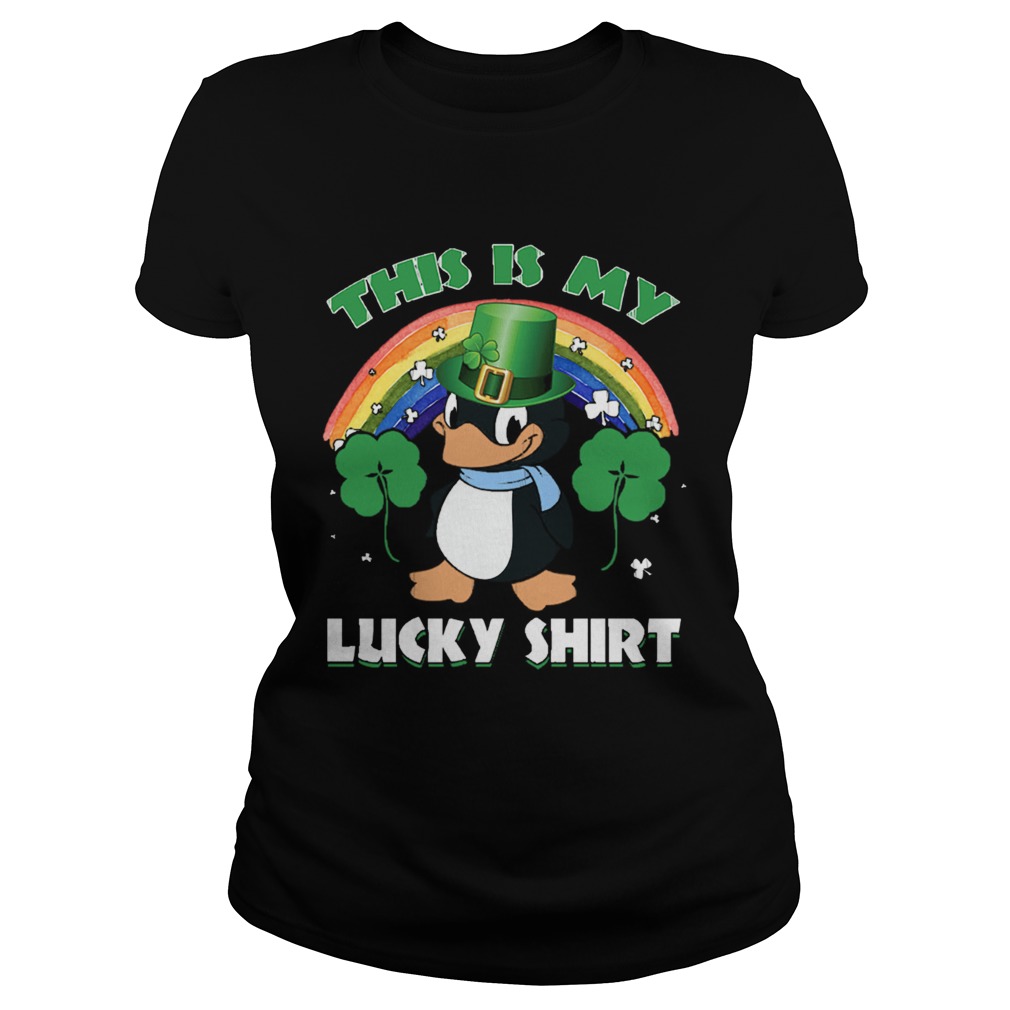 This Is My Lucky Shirt Cute Penguin St Patricks Day Classic Ladies