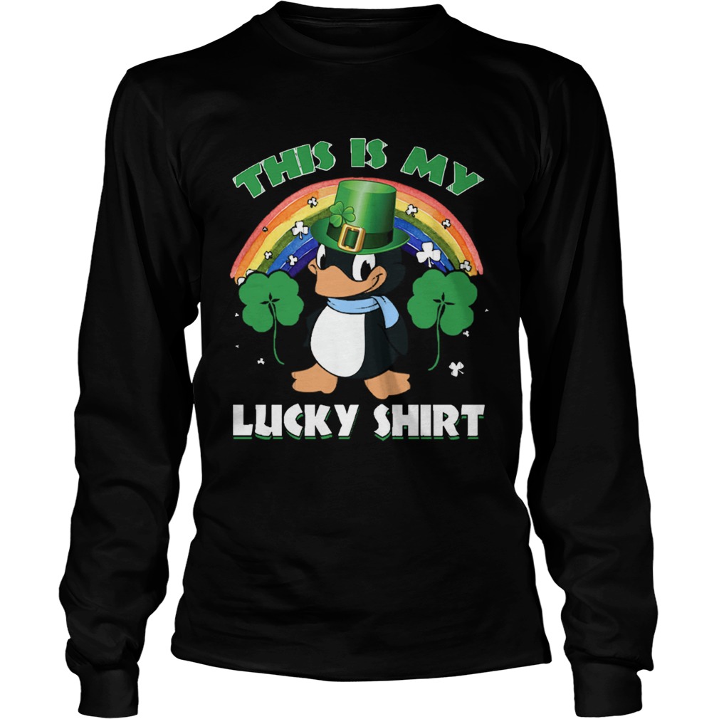 This Is My Lucky Shirt Cute Penguin St Patricks Day LongSleeve