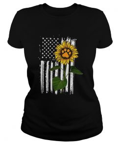 america flag sunflower paw dog  Classic Ladies