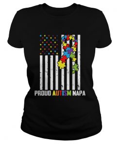 Autism Awareness Shirt American Flag Proud Autism Napa  Classic Ladies