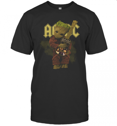 Baby Groot Hug ACDC Guitar T-Shirt