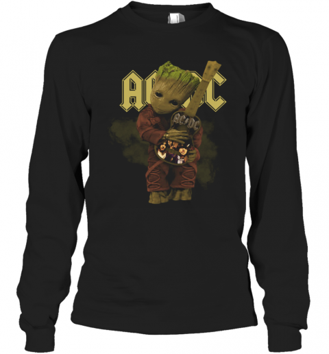 Baby Groot Hug ACDC Guitar T-Shirt Long Sleeved T-shirt 