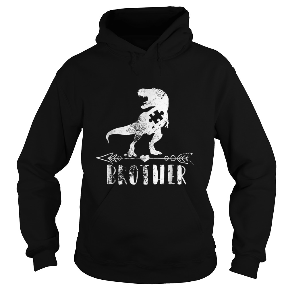 Brother Dinosaur Autism Awareness Puzzle Pieces Hoodie