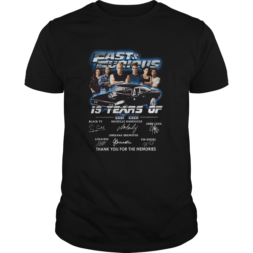 Fast And Furious 19 Years Of 2001 2020 Thank You For The Memories shirt
