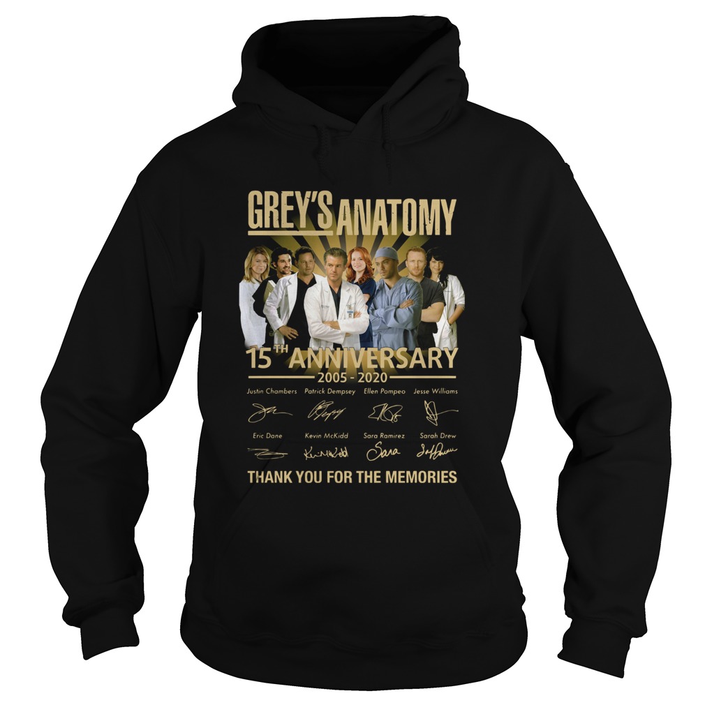 Greys Anatomy 15th Anniversary 2005 2020 Thank You For The Memories Hoodie