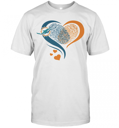 Heart Fingerprint Miami Dolphins T-Shirt