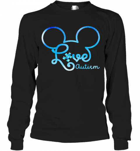 Mickey Mouse Love Autism T-Shirt Long Sleeved T-shirt 