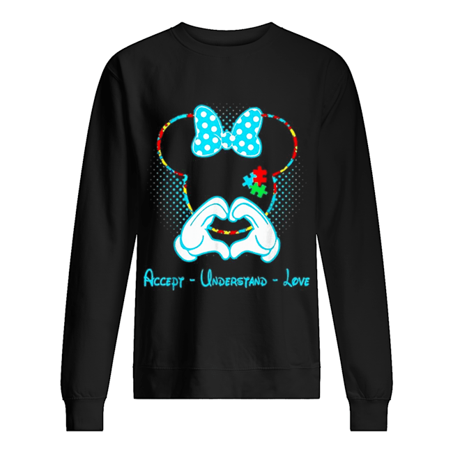 Minnie mouse accept understand love Autism Awareness Puzzle Unisex Sweatshirt