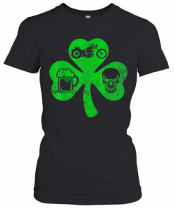 Motorcycle St Patricks Day Lucky Biker Beer Skull T-Shirt Classic Women's T-shirt