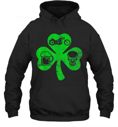 Motorcycle St Patricks Day Lucky Biker Beer Skull T-Shirt Unisex Hoodie