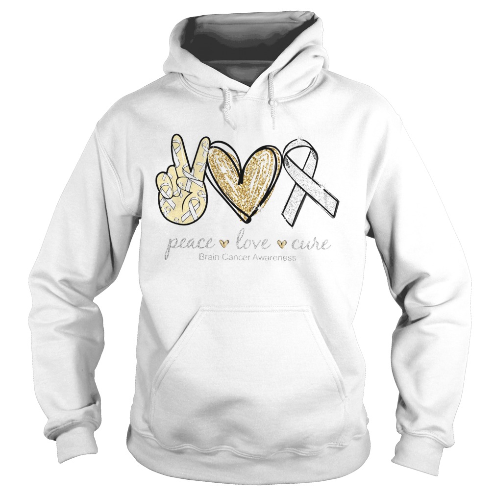 Peace Love Cure brain Cancer Awareness Hoodie