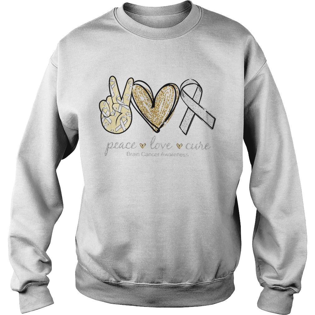 Peace Love Cure brain Cancer Awareness Sweatshirt