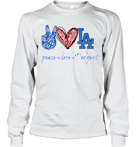 Peace Love Dodgers Logo T-Shirt Long Sleeved T-shirt 