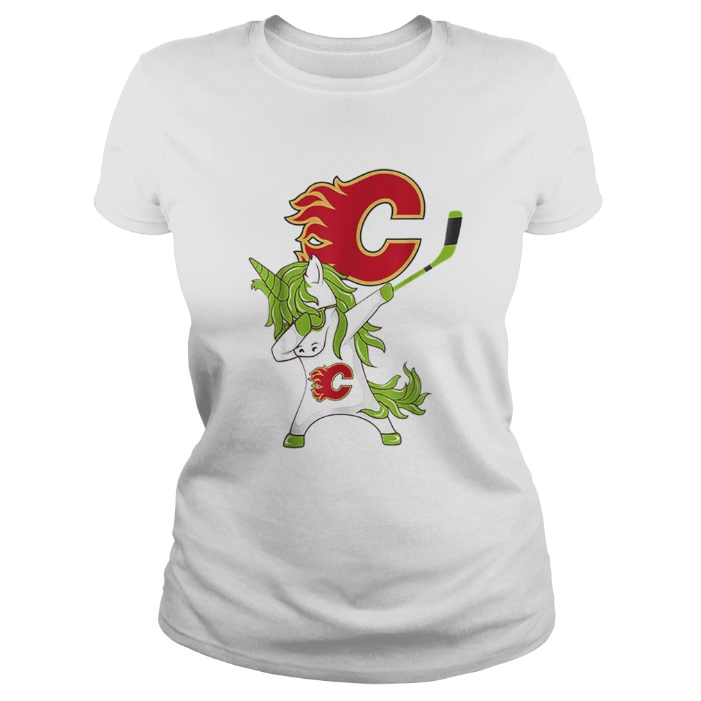 Pretty St Patrick Day Dabbing Unicorn Hockey Stick Calgaryflame Classic Ladies