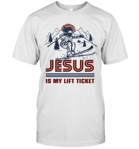 Retro Skiing Jesus Is My Lift Ticket T-Shirt