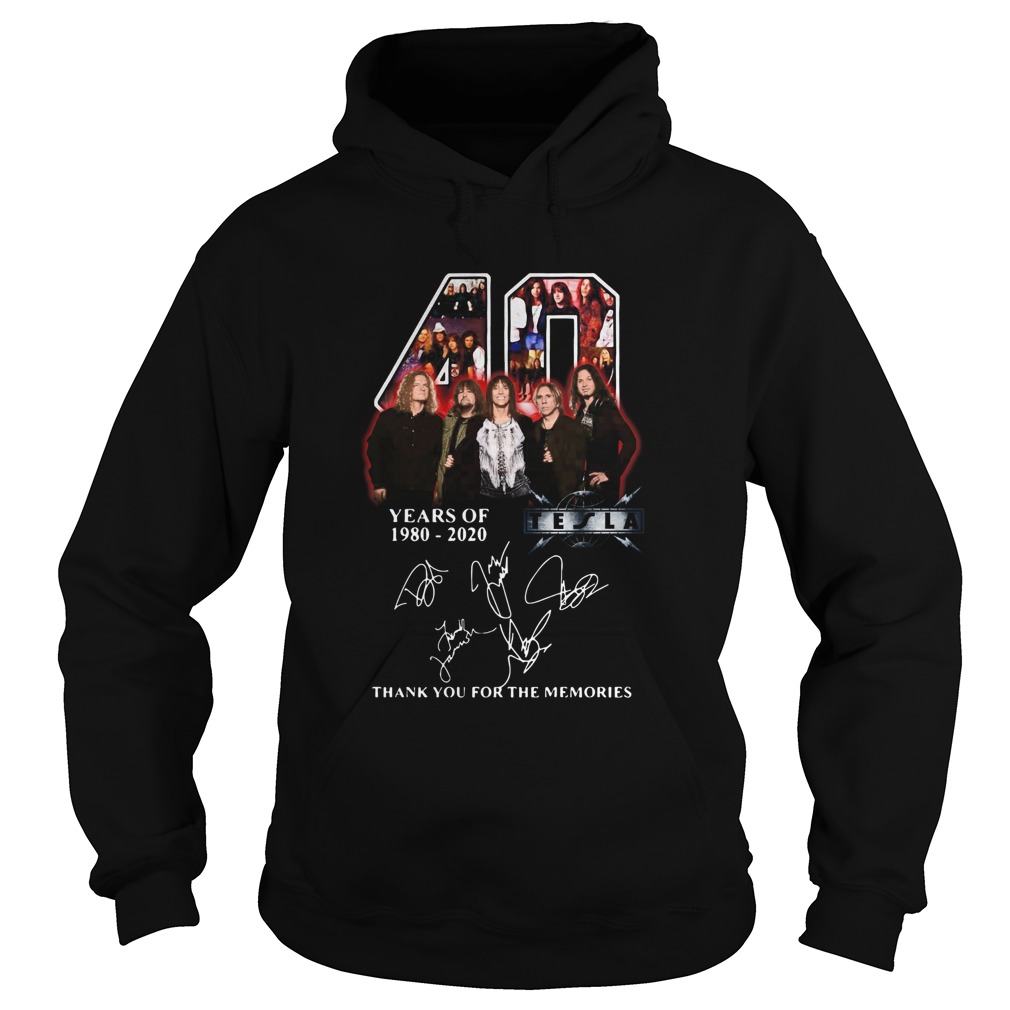 Tesla American Rock Band 40th Years Of 19802020 Signature Hoodie