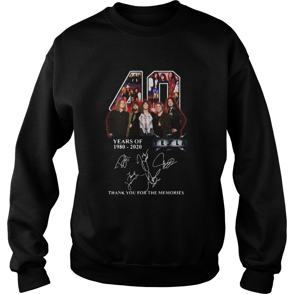 Tesla American Rock Band 40th Years Of 19802020 Signature Sweatshirt