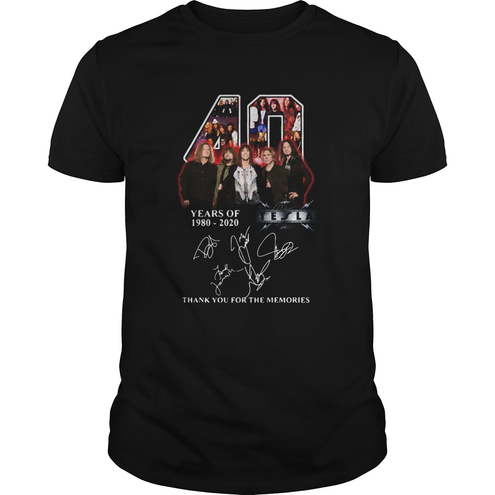 Tesla American Rock Band 40th Years Of 19802020 Signature shirt