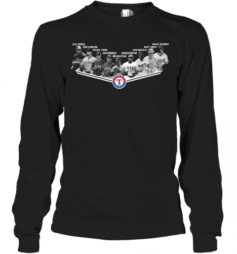 Texas Rangers Legends Elvis Andrus Josh Hamilton Michael Young T-Shirt Long Sleeved T-shirt 