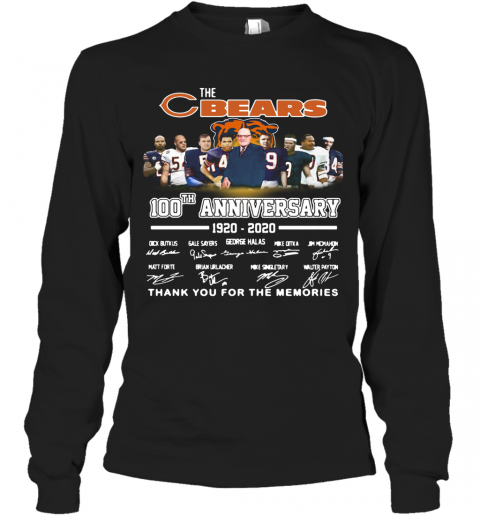 The Chicago Bears 100Th Anniversary 1920 2020 Thank You For The Memories T-Shirt Long Sleeved T-shirt