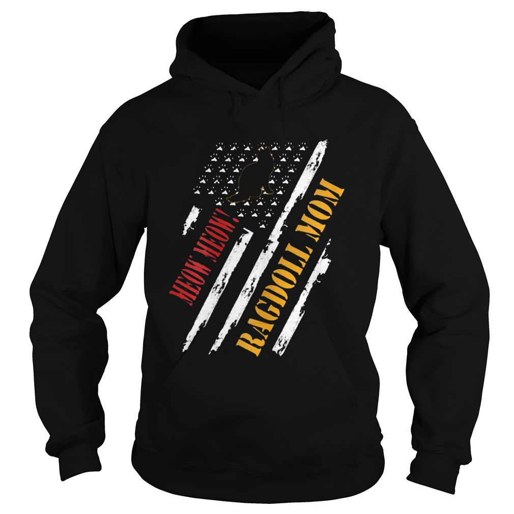 Vintage American Flag Meow Meow Ragdoll Mom lovers Hoodie