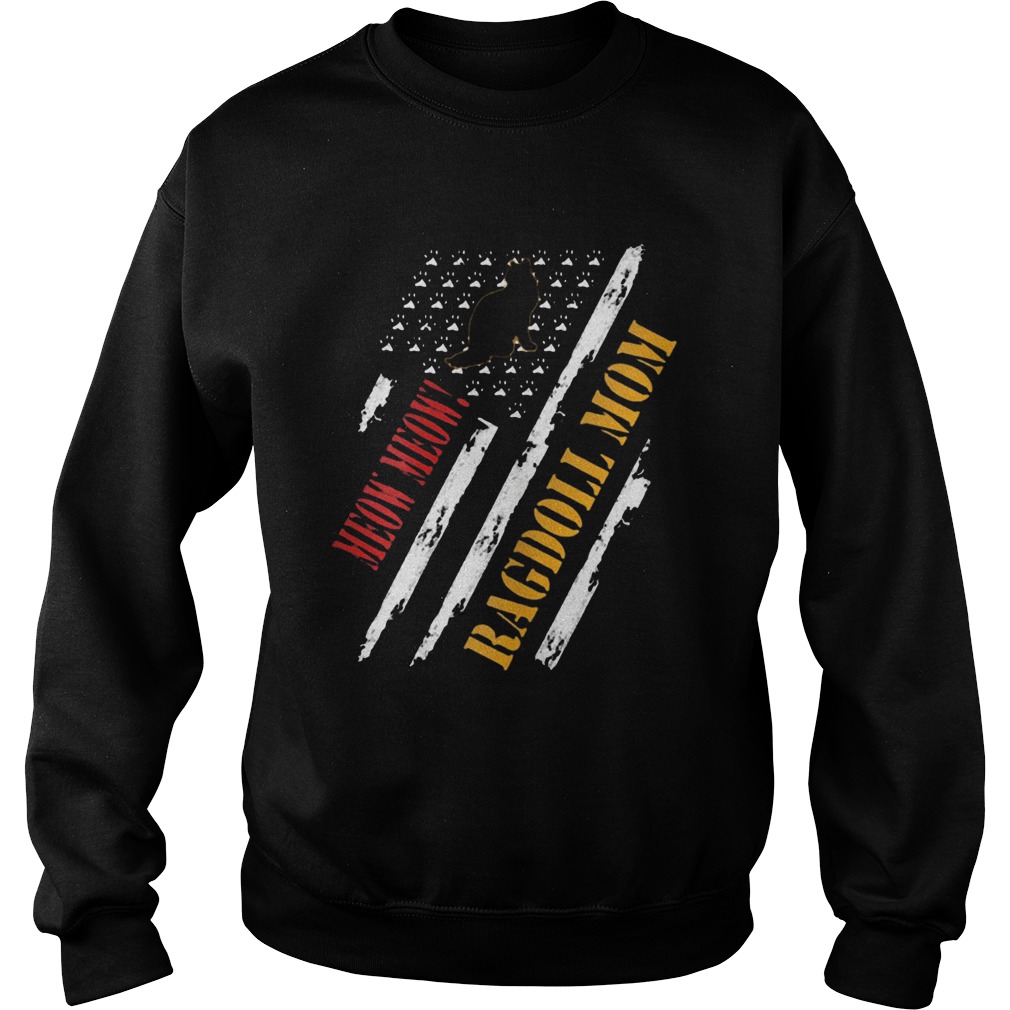 Vintage American Flag Meow Meow Ragdoll Mom lovers Sweatshirt