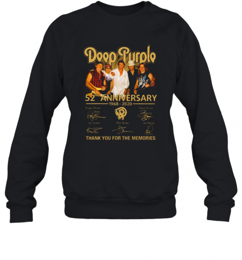 Deep Purple 52Nd Anniversary 1968 2020 Signatures Thank You For The Memories T-Shirt Unisex Sweatshirt