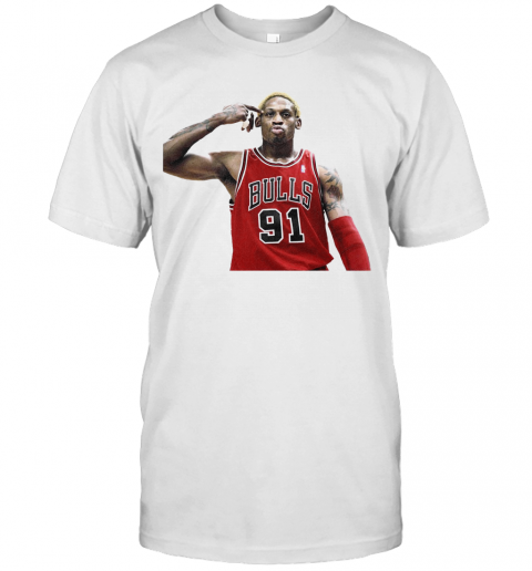 Men Dennis Rodman #91 Reload Black Hardwood Classics Chicago Bulls T-Shirt  - Dennis Rodman Bulls T-Shirt - white jordan jersey 23 