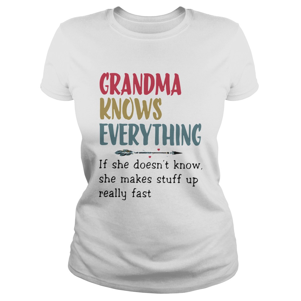 Grandma Know Everything Funny Family Gift For Nana Crewneck Classic Ladies
