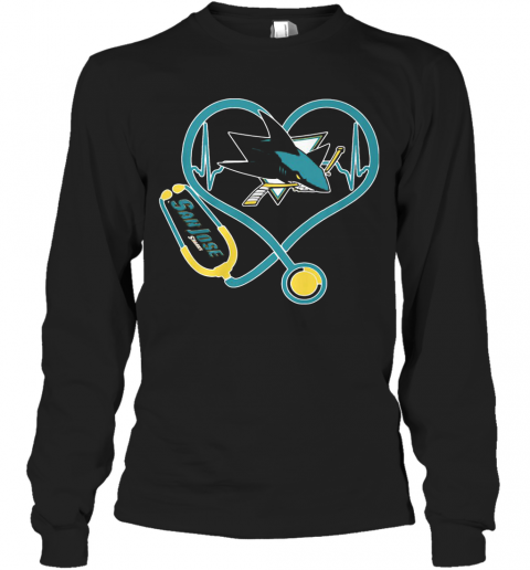 Heart Nurse San Jose Sharks T-Shirt Long Sleeved T-shirt