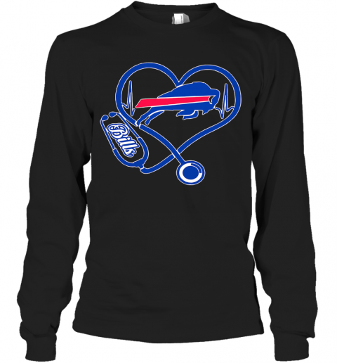 Nurse Heart Buffalo Bills T-Shirt Long Sleeved T-shirt 