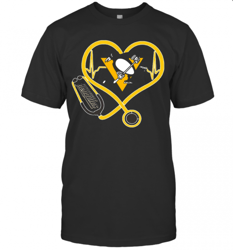 Nurse Stethoscope Love Heartbeat Pittsburgh Penguins T-Shirt
