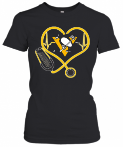 Nurse Stethoscope Love Heartbeat Pittsburgh Penguins T-Shirt Classic Women's T-shirt