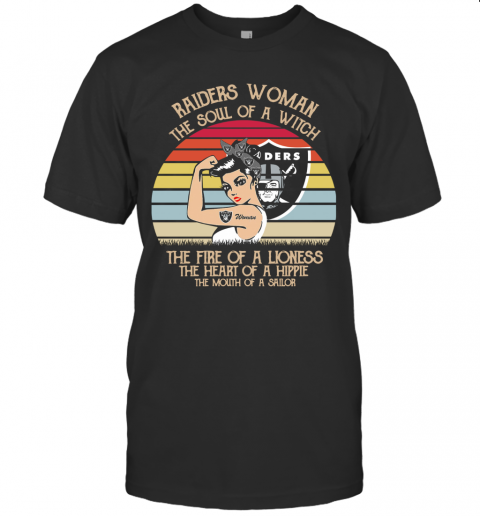 Raiders Woman The Soul Of A Witch The Fire Of A Lioness The Heart Of A Hippie Vintage T-Shirt