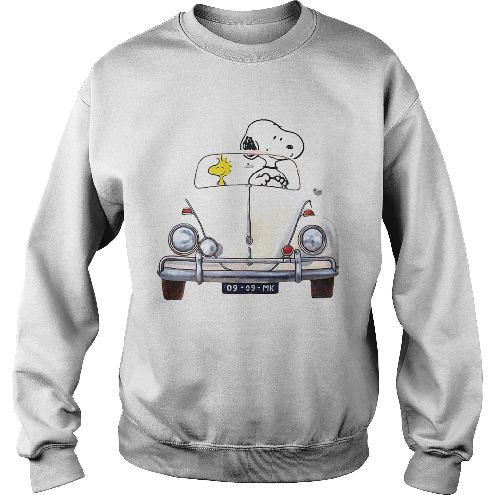 Snoopy And Woodstock Driving Volkswagen Beetle Sweatshirt