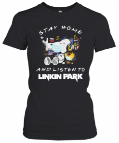 Snoopy And Woodstock Face Mask Stay Home And Listen To Linkin Park Rock Band T-Shirt Classic Women's T-shirt