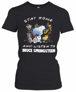 Snoopy And Woodstock Mask Stay Home And Listen To Bruce Springsteen T-Shirt Classic Women's T-shirt